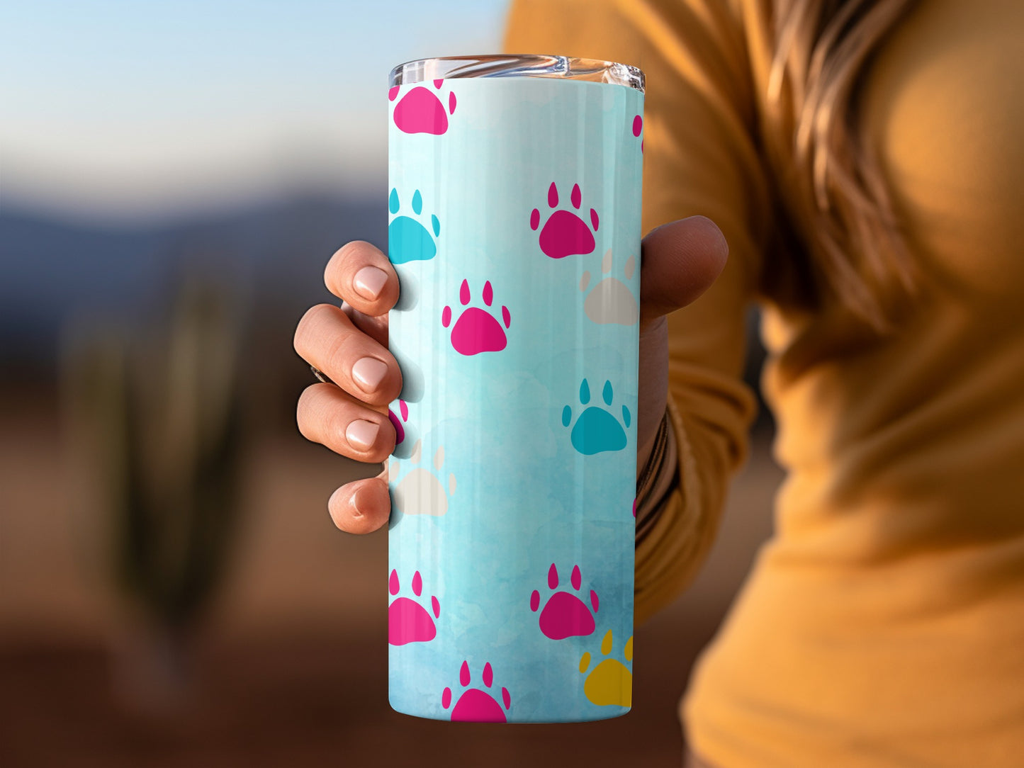 Colorful Paw Print Pattern Insulated Tumbler