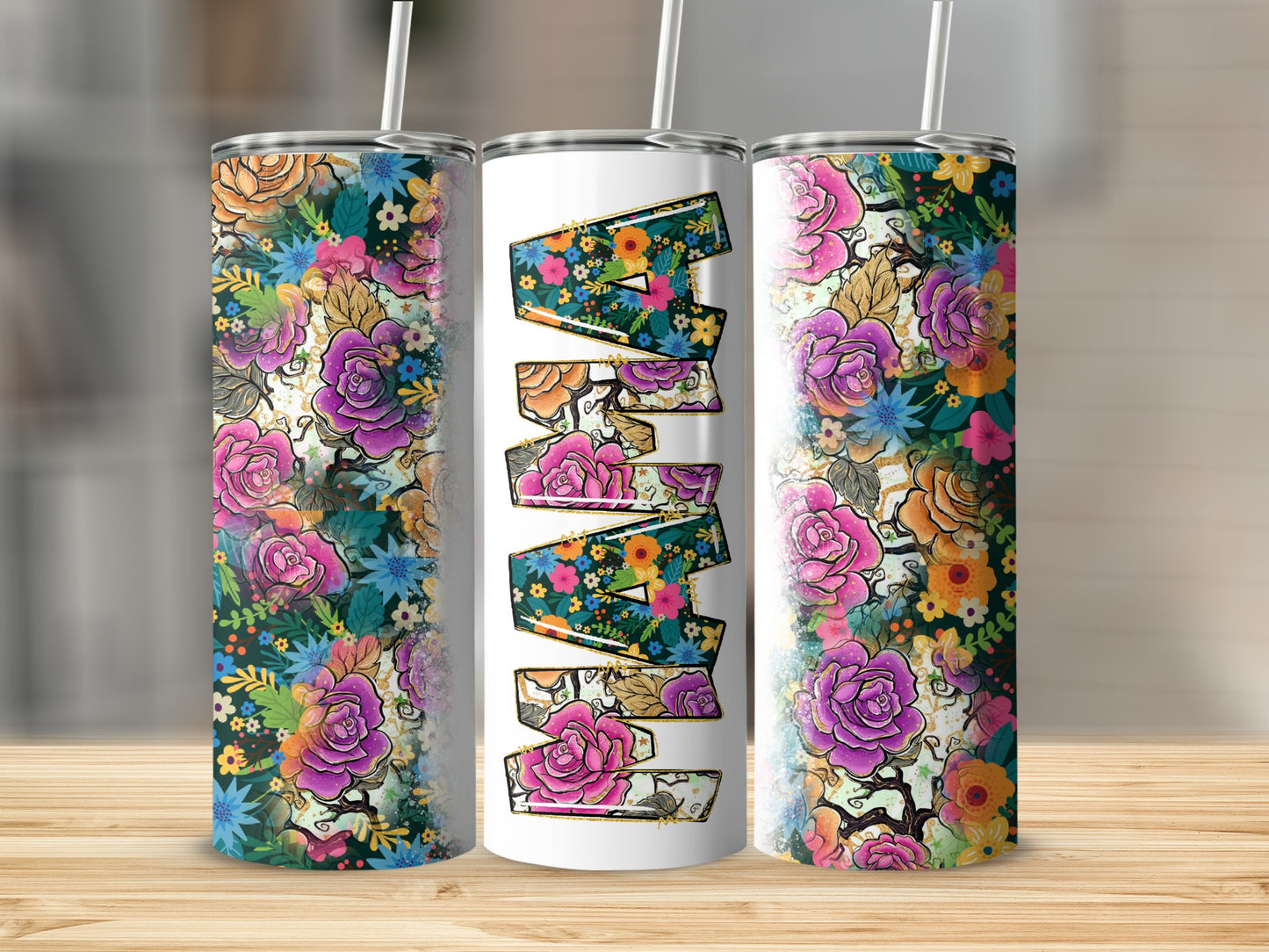 Colorful Floral Pattern Tumbler with Unique Design