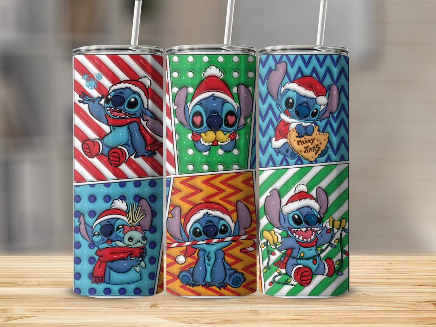 Christmas Themed Cute Character Design Tumbler Set