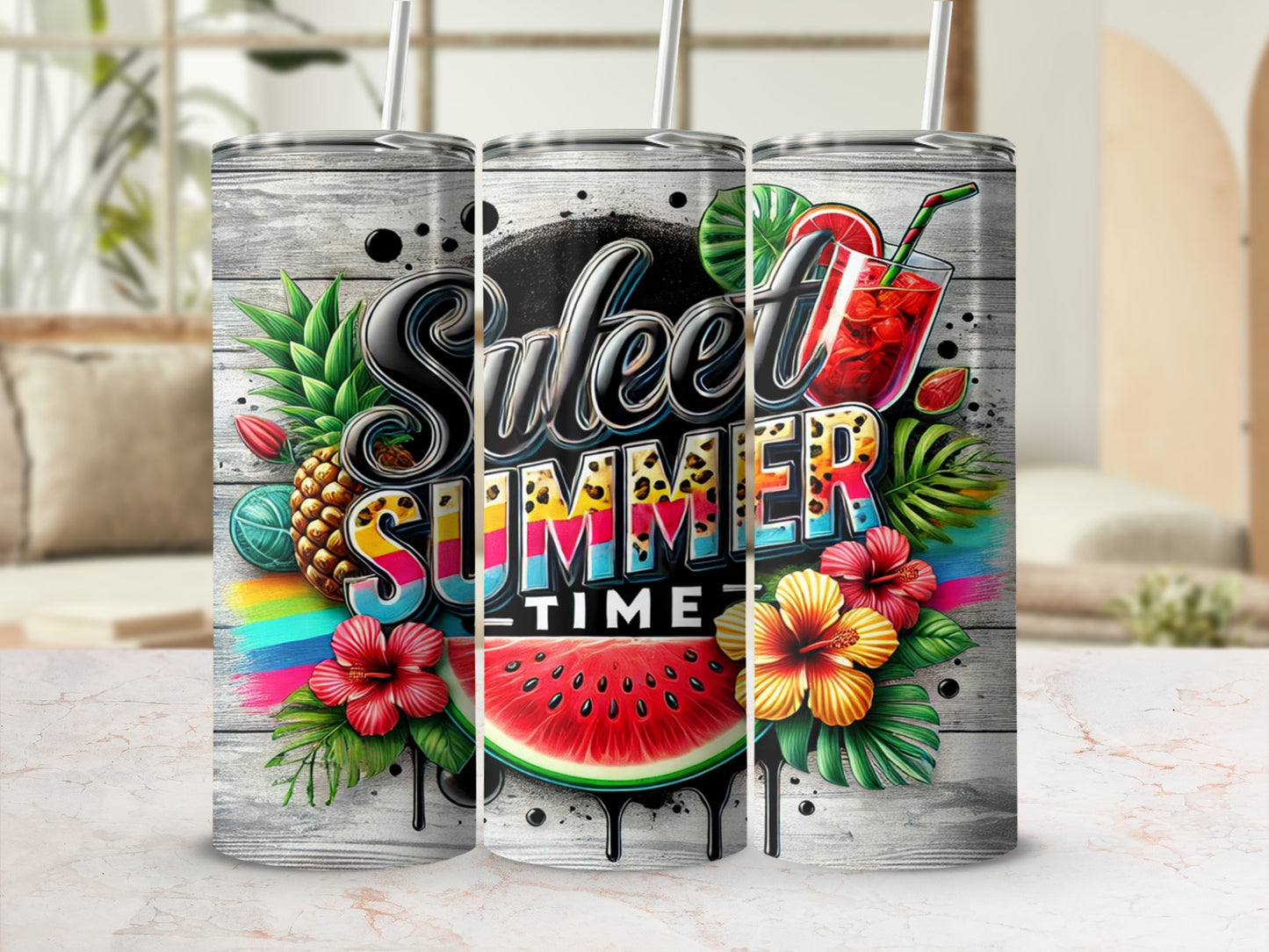 Sweet Summertime Colorful Tumbler for Refreshing Sips