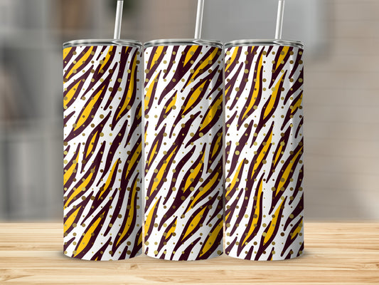 Vibrant Purple and Yellow Striped Tumbler Design