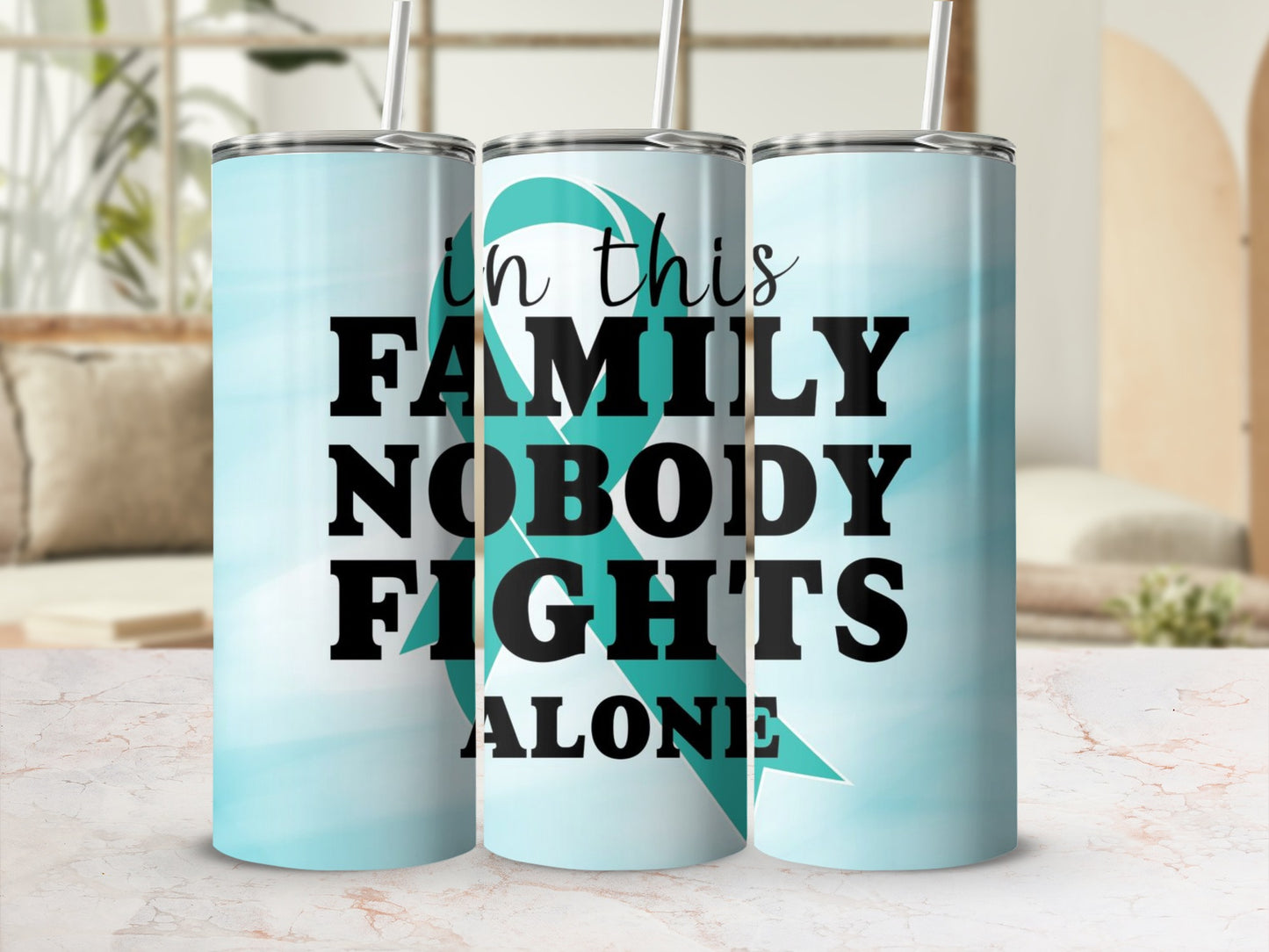 In This Family Nobody Fights Alone Tumbler Cup