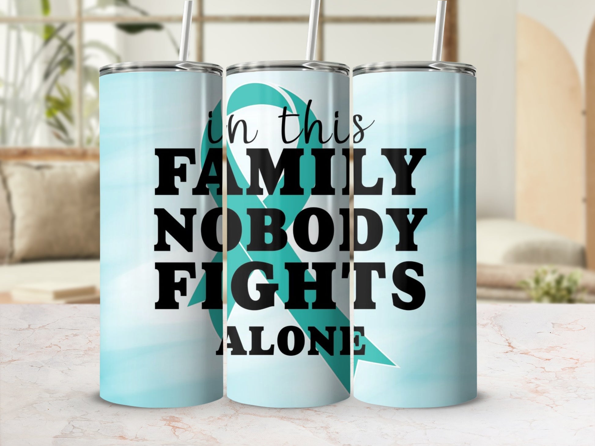 In This Family Nobody Fights Alone Tumbler Cup