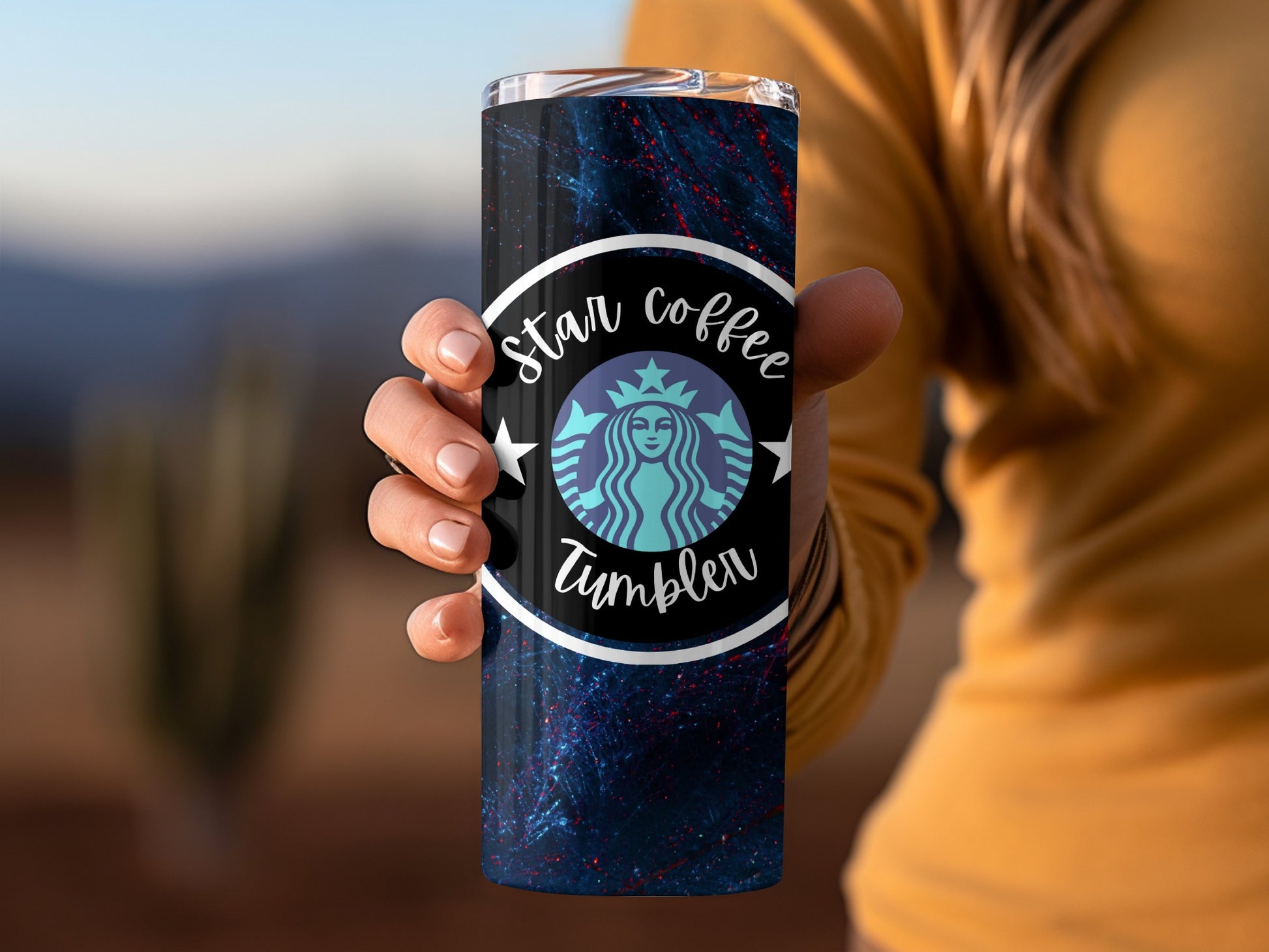 Star Coffee Tumbler with Logo Design for Beverages