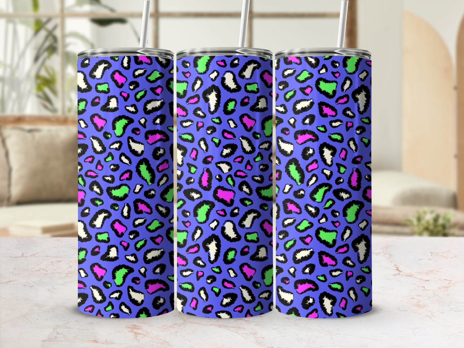 Colorful Animal Print Multi-Color Leopard Tumbler