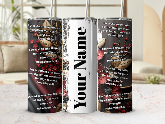 Personalized Inspirational Quotes Floral Tumbler