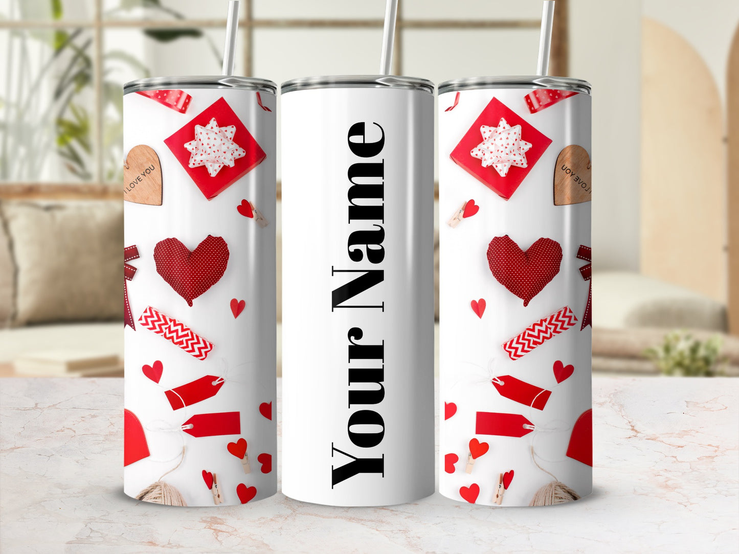 Personalized Valentine's Day Tumbler with Custom Name