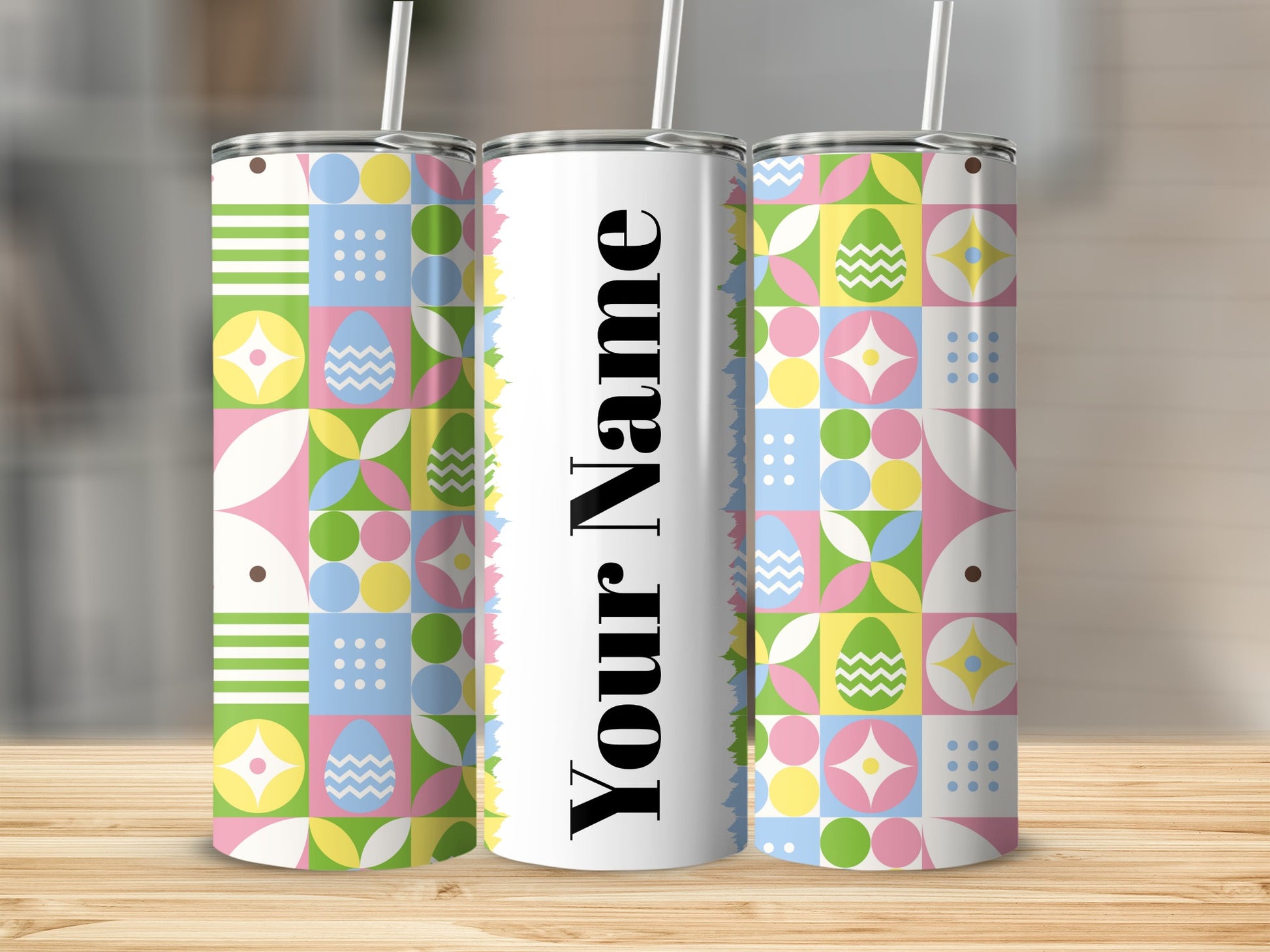 Personalized Geometric Pattern Custom Name Tumbler