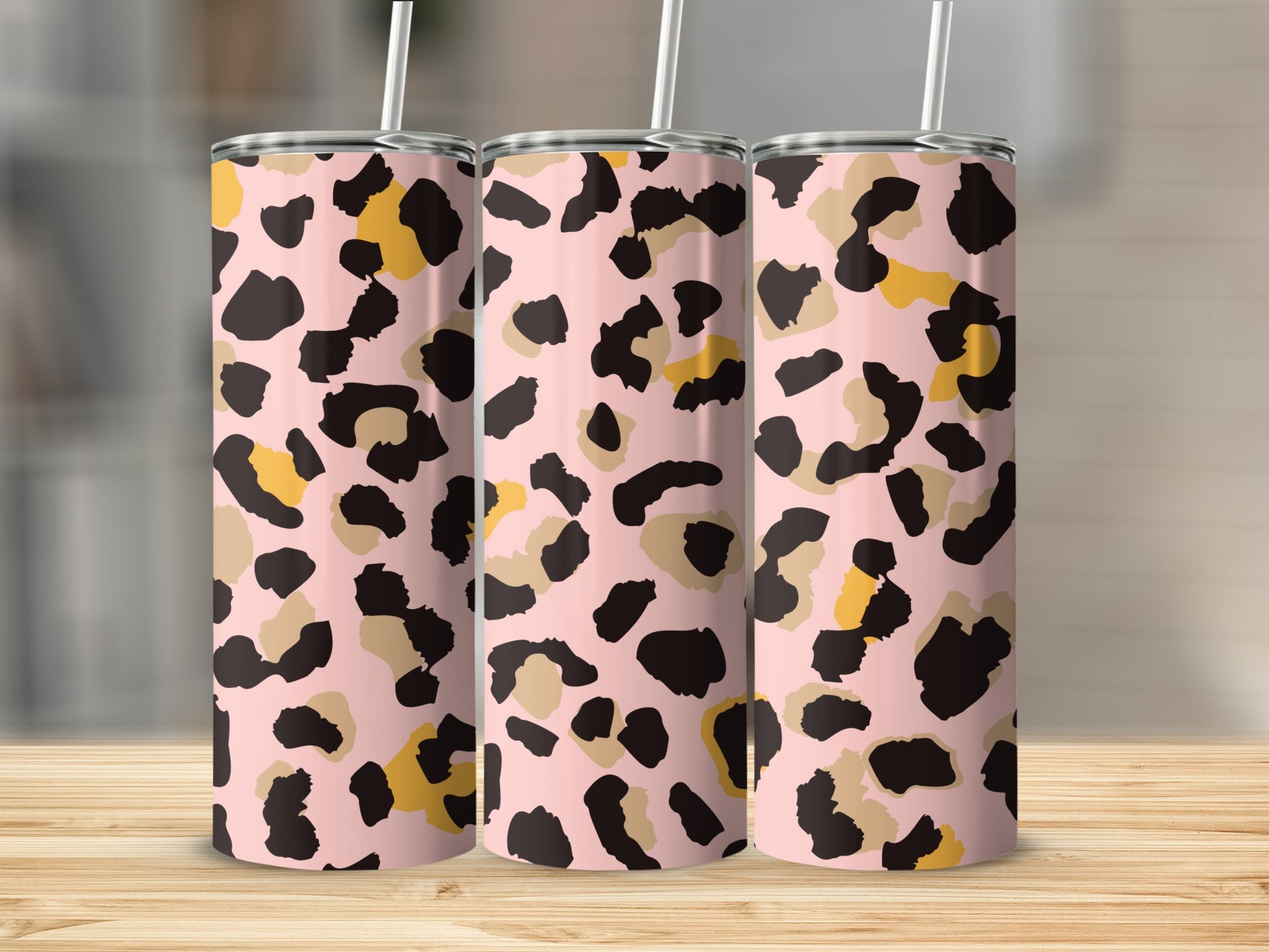 Pink Leopard Print Stainless Steel Tumbler Drinkware