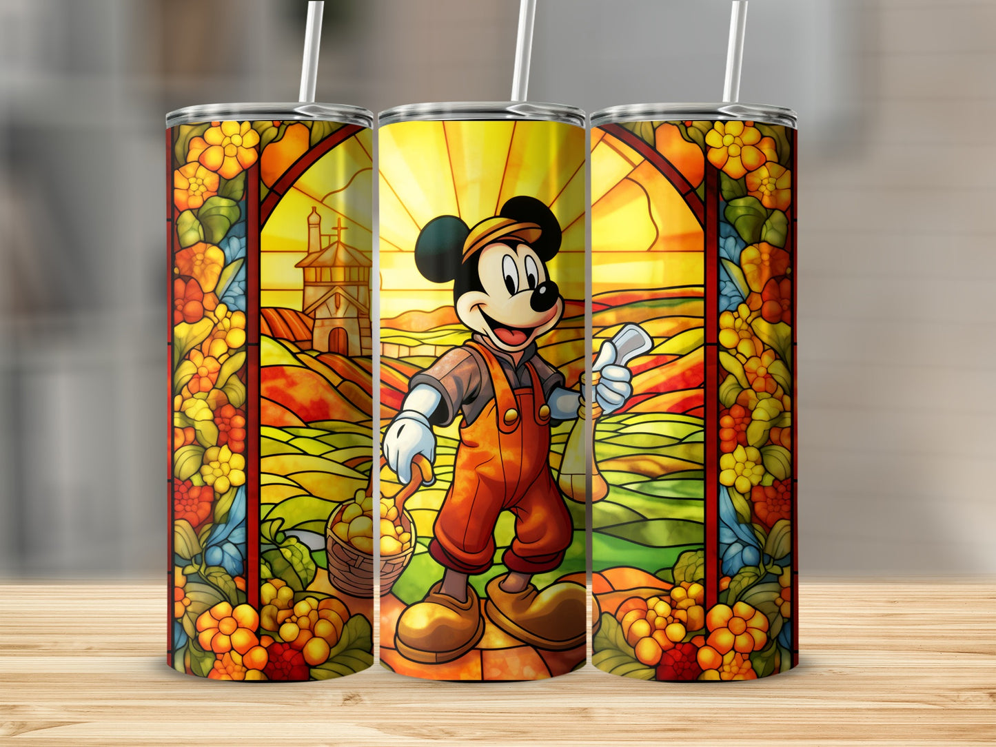 Vintage Cartoon Character Colorful Stained Glass Tumbler
