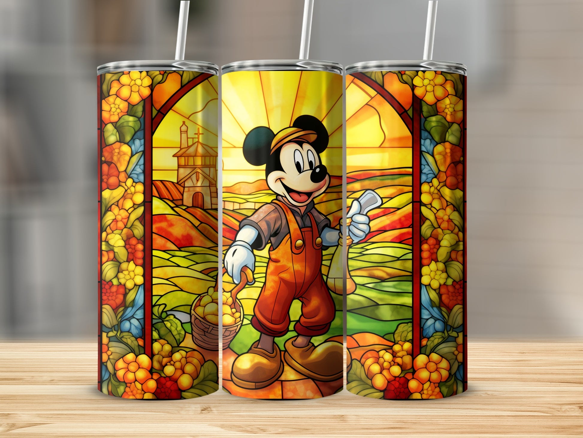 Vintage Cartoon Character Colorful Stained Glass Tumbler