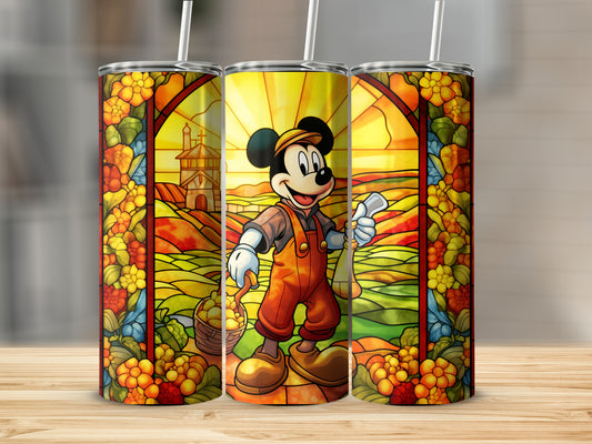 Vintage Cartoon Character Colorful Stained Glass Tumbler