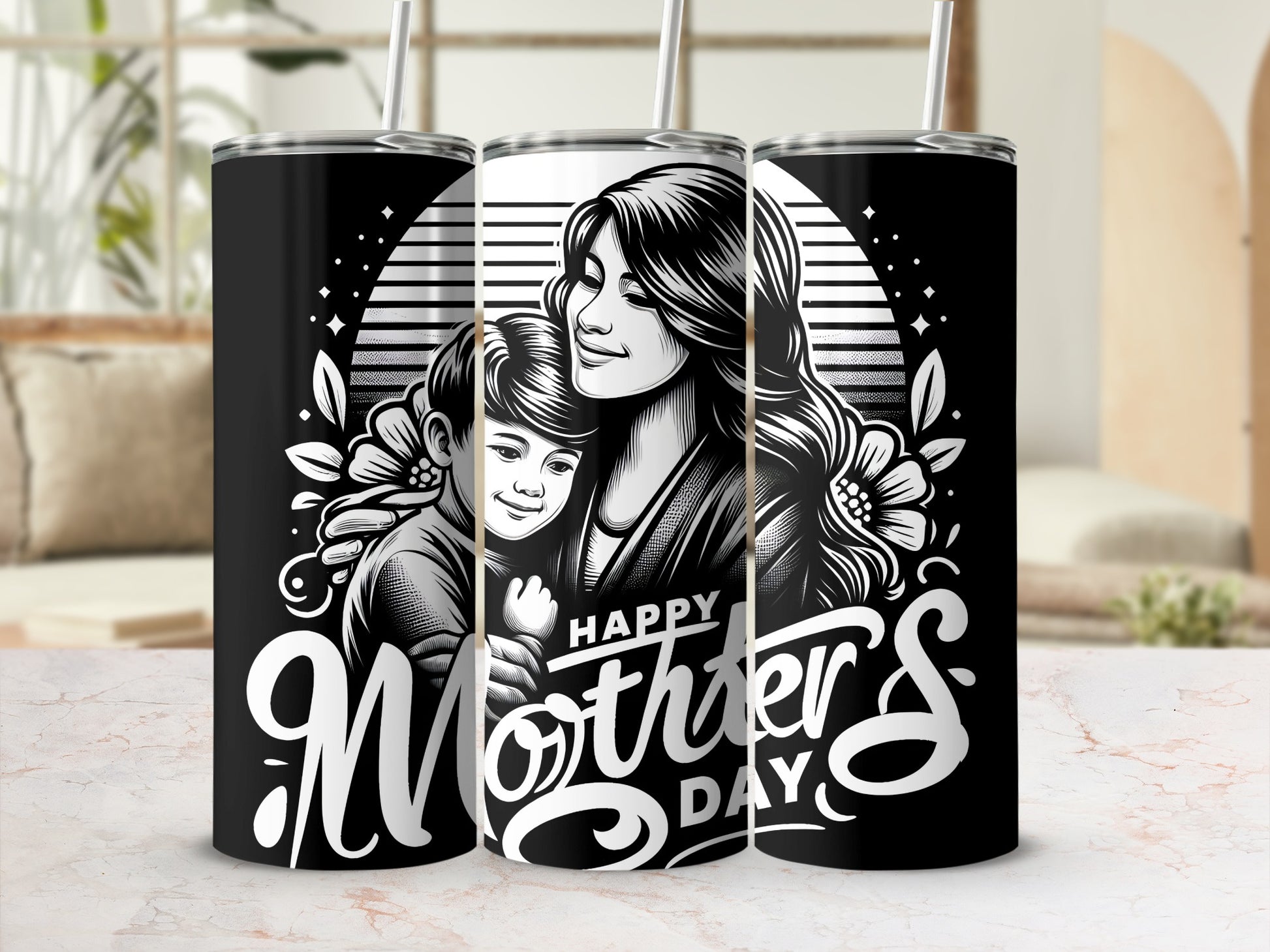 Happy Mother's Day Illustrated Tumbler Gift