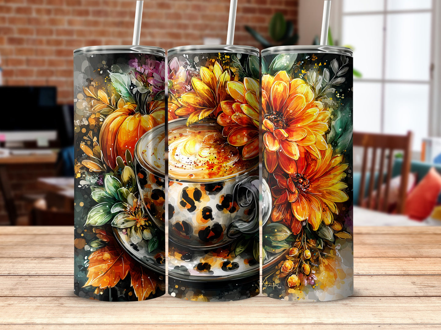Autumn Floral Coffee Mug Design Tumbler Cup