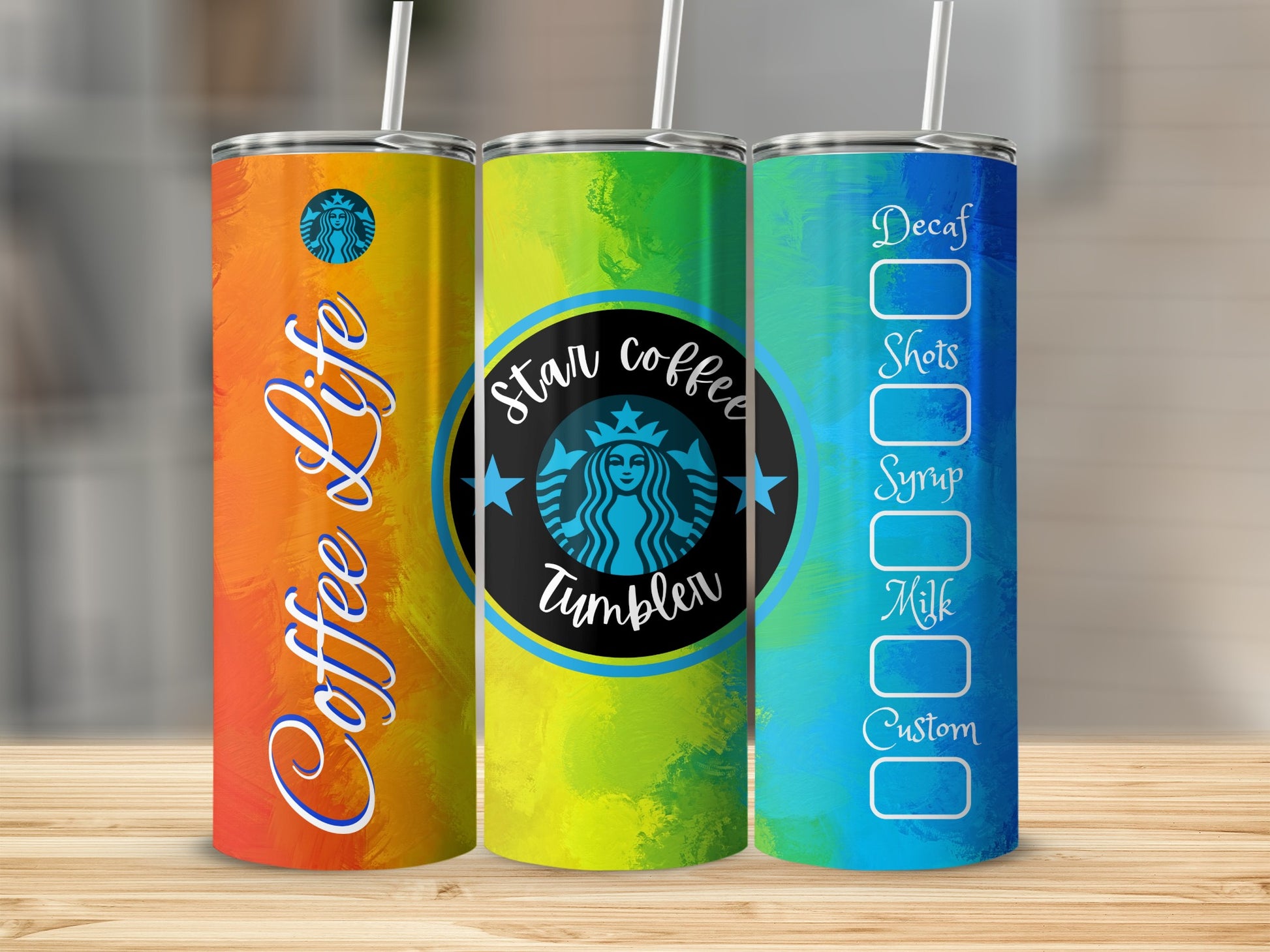 Colorful Coffee Life Star Coffee Tumbler Cup