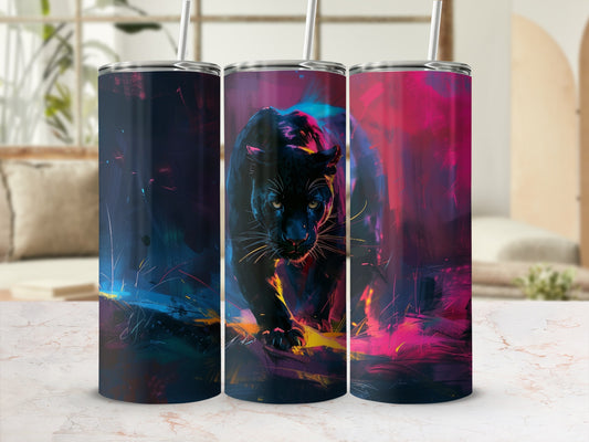 Majestic Black Panther Colorful Art Tumbler product type