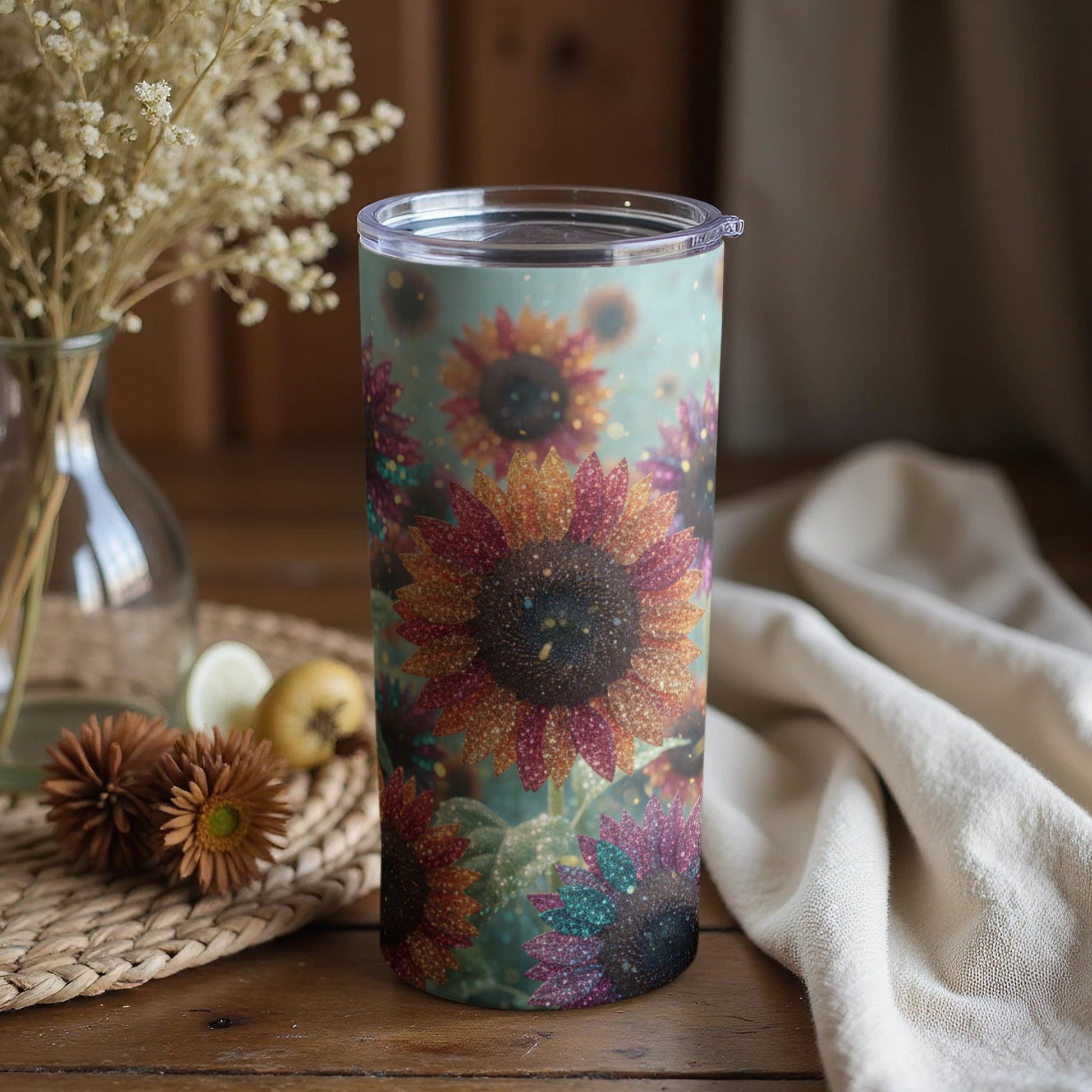 Colorful Glittering Sunflower Design Tumbler Product