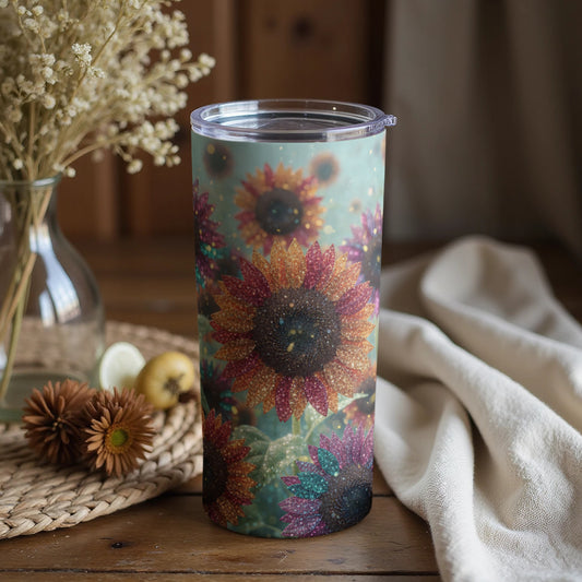 Colorful Glittering Sunflower Design Tumbler Product