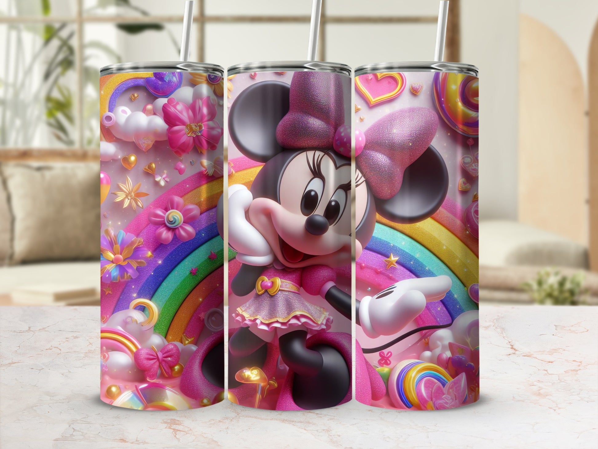 Colorful Minnie Mouse Rainbow Themed Drinkware Product