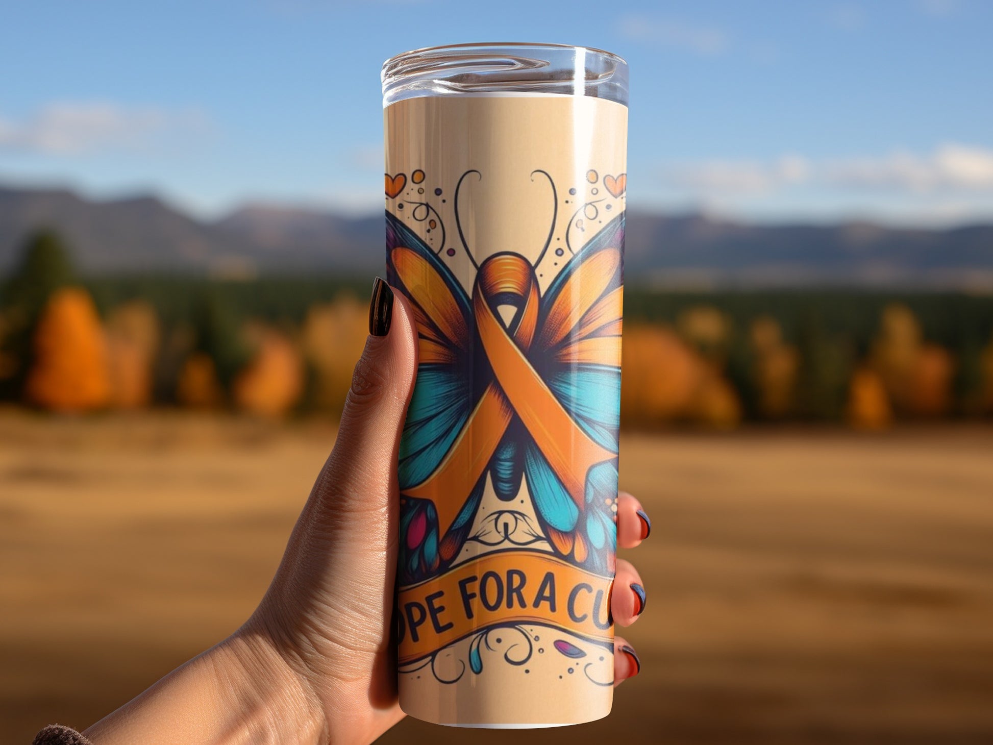 Hope For A Cure Butterfly Awareness Tumbler Cup