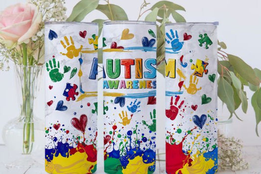Autism Awareness Hand prints tumbler