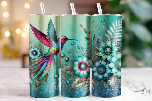 Vibrant Green Hummingbird tumbler