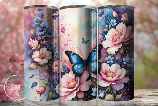 Pink and Blue Butterflies tumbler