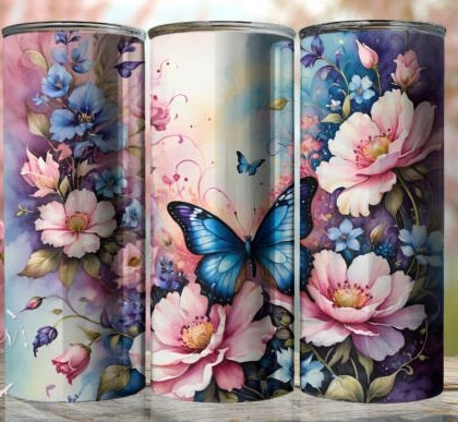 Butterfly and flower tumbler