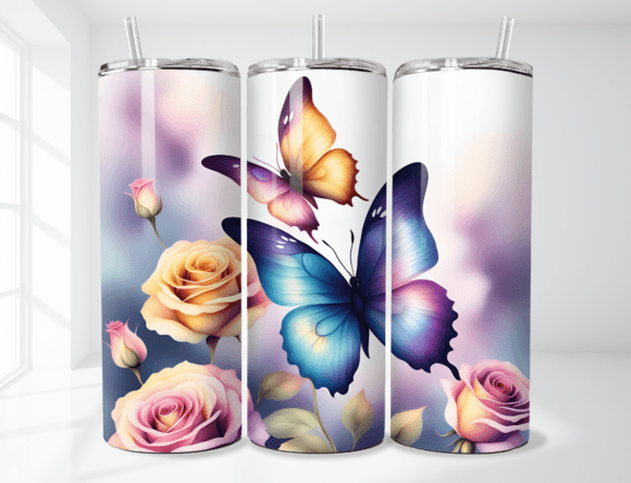 Butterflies and floral tumbler