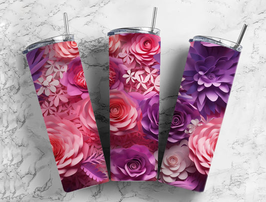 Purple and pink flower tumbler