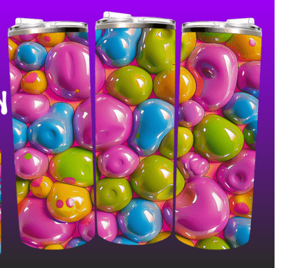 Colorful bubble tumbler pink, blue yellows