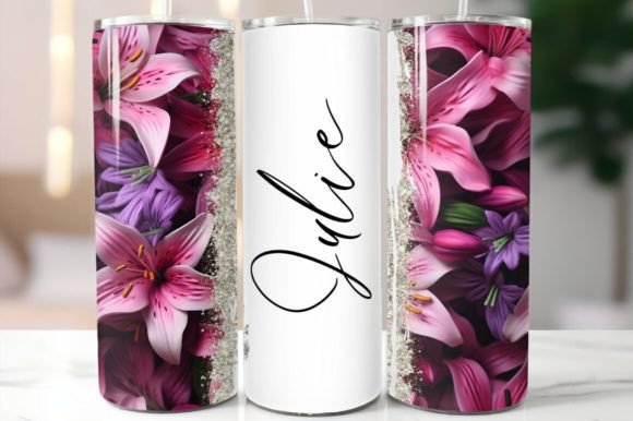 Brightly colored pinks and purples Lily tumbler