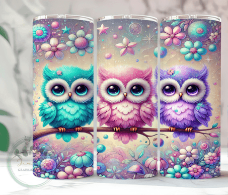 Cute Owl Glitter Tumbler