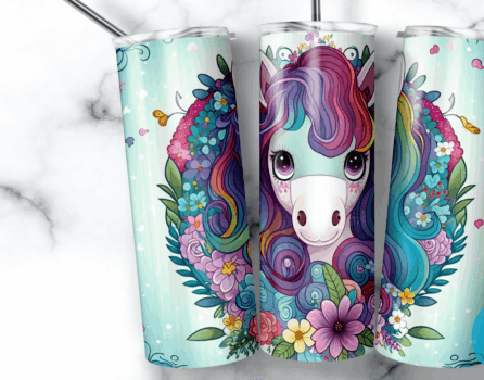 Light Green rainbow Pony tumbler