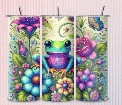 Tree Frog with Flowers tumbler