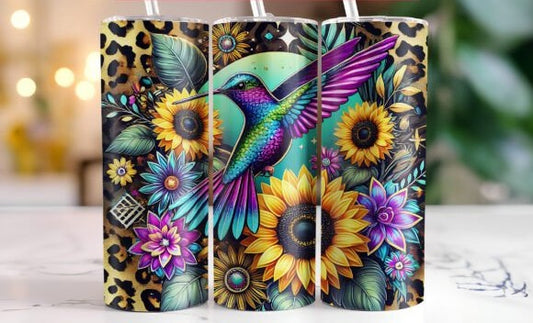 Sunflower and Hummingbird Tumbler