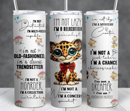 Sarcastic Kitty Tumbler I'm a Relaxation Specialist
