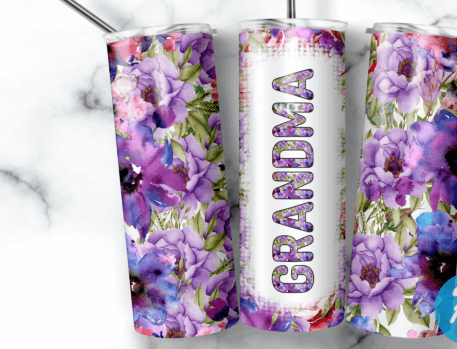 Grandma Purple Flower tumbler