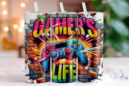 Gamer's Life colorful tumbler