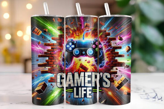 Gamer's Life in Brightly colored tumbler