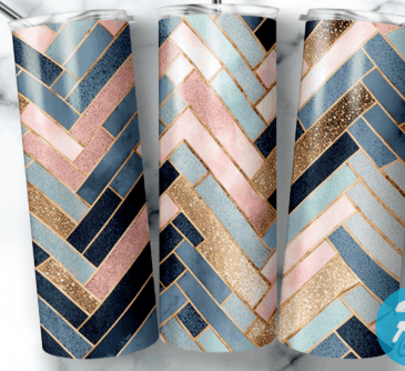 Gold and Navy Tile Tumbler