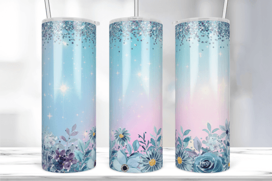 Light Blue and Pink Glitter tumbler