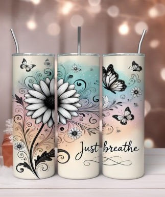 Just Breathe Daisy Drawing Tumbler