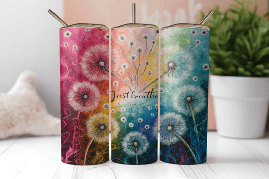 Just Breathe Dandelion Rainbow Tumbler