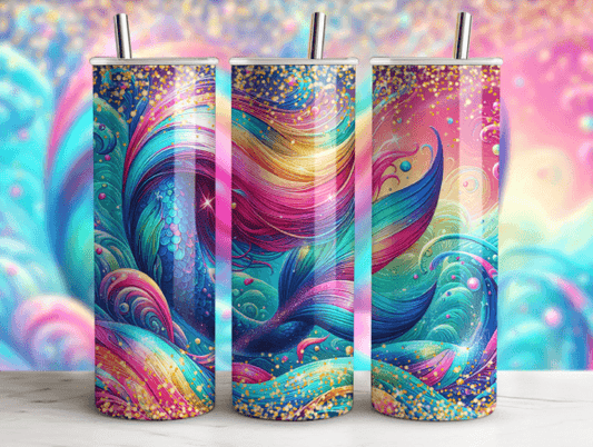 Bright Colored Mermaid Glitter Tail 20 ounce tumbler