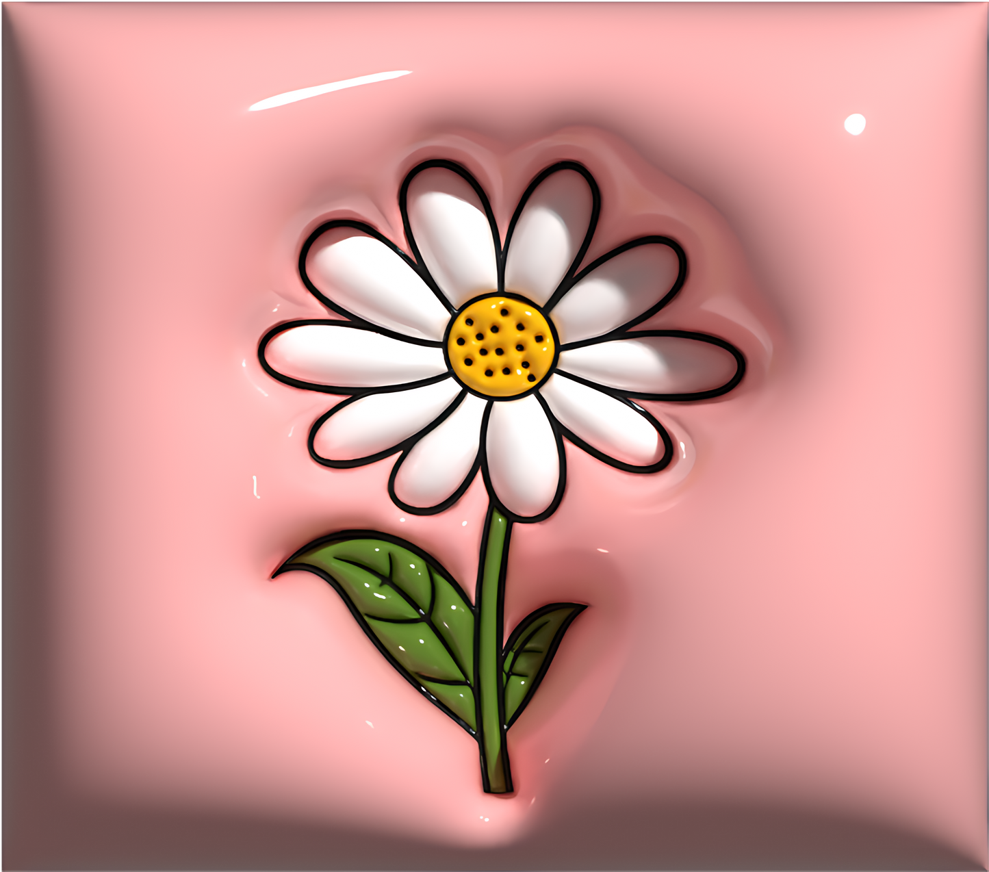 White Daisy on 3D Puff Pink background