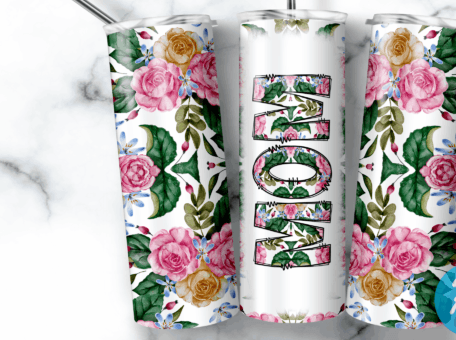 Mom Pink and Green tumbler