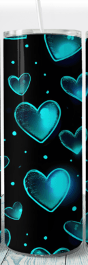 Teal Neon Hearts Tumbler