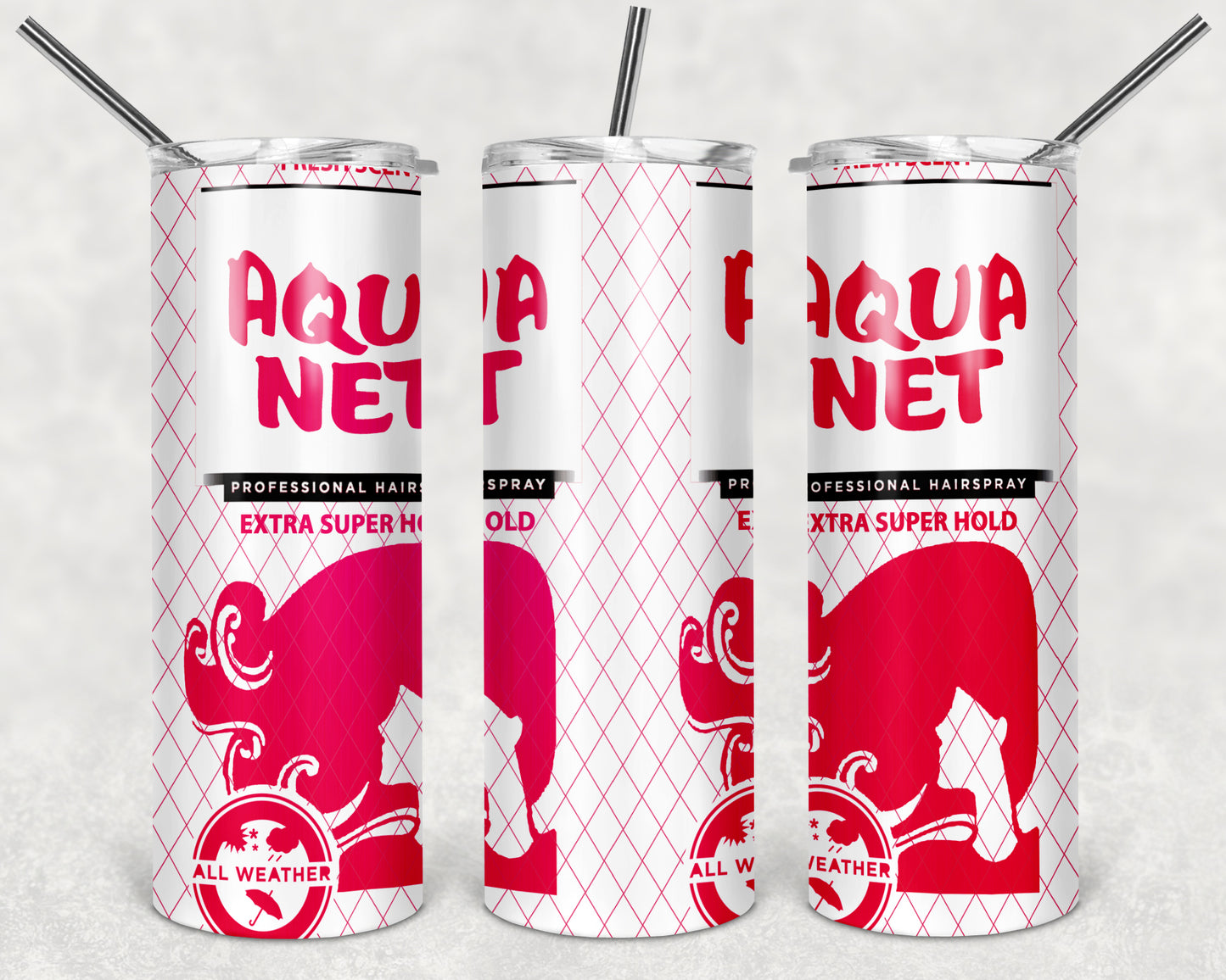 Aqua Net Hair Spray Red and White tumbler