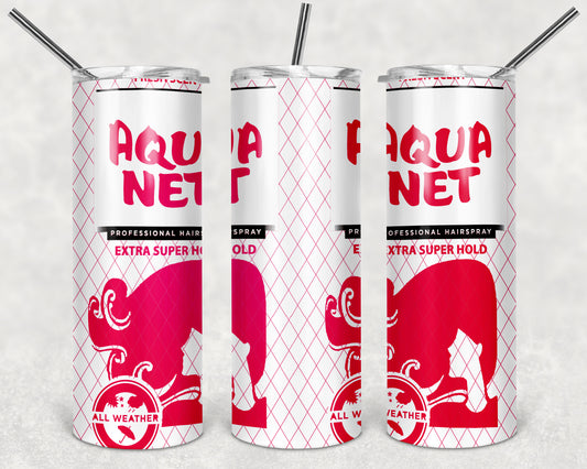 Aqua Net Hair Spray Red and White tumbler
